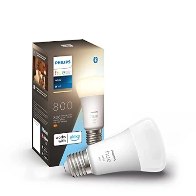Obrázek Philips Hue White E27 LED žárovka (806 lm), stmívatelná pro světelný systém s teplým bílým světlem, chytré ovládání světla hlasem a aplikací