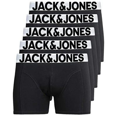 Obrázek JACK &amp; JONES Pánské spodky 5dílná sada pánských boxerek bílé černé modré šedé Trunks 12204864, Balení 5 ks