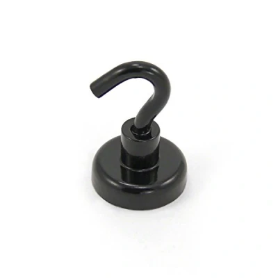 Obrázek Schwarz Gestrichene Neodym Hakenmagnet Mit M5 Haken Für Kühlschrank, Whiteboard, Hinweis, Aktenschrank Oder Büro 25mm Durchmesser x 36,5mm Hoch 20kg Zug