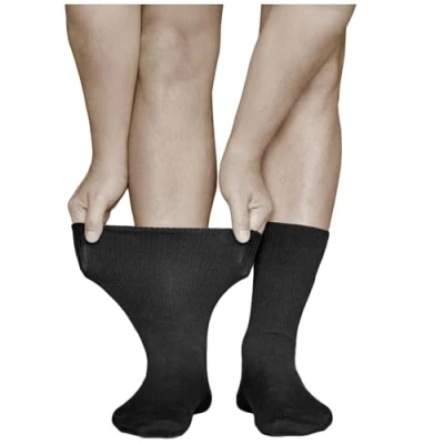 Obrázek vitsocks Pánské diabetické ponožky extra široké bez gumy v pase (3 páry) oteklé nohy bavlna 39 42, 43 46, 47 50, černá
