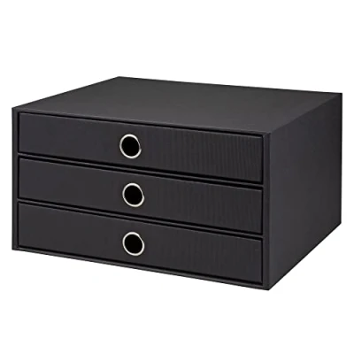 Obrázek Rössler Papier 1524452703 S.O.H. O. 3 zásuvkový box pro DIN A4, s otvorem rukojeť, černý, 343 x 250 185 mm, 1 kus