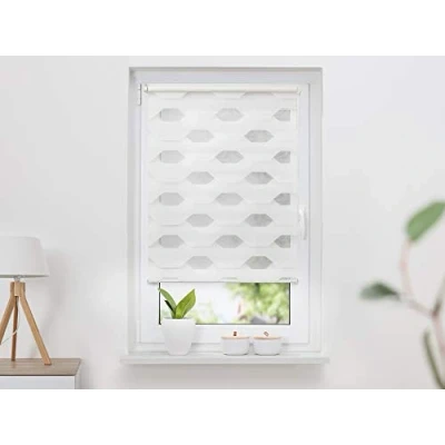 Obrázek K home Klemmfix dvojitá roleta Trapez, bílá, 40 x 150 cm