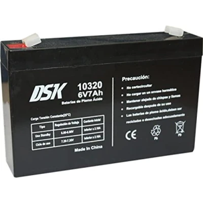 Obrázek DSK 10320 Versiegelte wiederaufladbare AGM Bleibatterie 6V mit 7Ah. Ideal für Auto und Elektromotorräder Kinder, Motorroller, USV Systeme, Sicherheits Kommunikationssysteme…