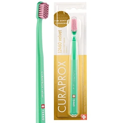 Obrázek Curaprox CS 12460 Velvet zubní kartáček Ultra Soft ruční pro dospělé s Super CUREN štětinami světle zeleno růžová