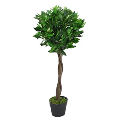 Obrázek Leaf umělý vavřín, zimostráz, s černým plastovým květináčem, 90 cm