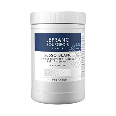 Obrázek Lefranc &amp; Bourgeois 300656 Gesso, bílý, univerzální základní nátěr pro akrylové barvy, připravená k použití, matná neprůhledná, krycí, na plátno, papír, kámen, dřevo, sádra, 1000 ml květináč