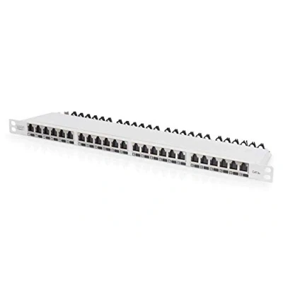 Obrázek DIGITUS Patchpanel 19 palců Cat 6A 24 Port RJ45 Stolovaný LSA Patch Feld Rack Montage 0. 5HE šedá