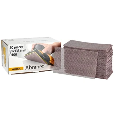 Obrázek Mirka Abranet síťové brusné proužky 81 x 133 mm suchý zip / zrnitost P400 50 ks k broušení dřeva, špachtle, laku, plastu 5417805041, nahnědlé