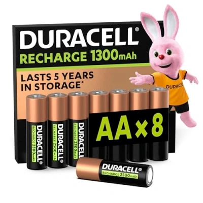 Obrázek Duracell Akku AA, wiederaufladbare Batterien 8 Stück, langanhaltende Power, 2000 Aufladungen, vorgeladen [Amazon exclusive]