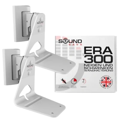 Obrázek Sound bass ERA300 Wandhalterung, neig und schwenkbar, kompatibel mit Sonos ERA 300, mühelose Installation, inklusive Montageset (Weiß, Doppelt)