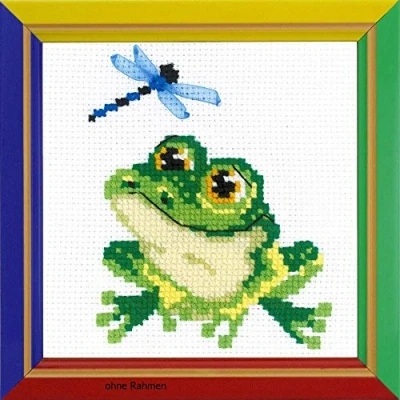 Obrázek Riolis Kreuzstich Set Kleiner Frosch, Baumwolle, Mehrfarbig, 15 x 0.1 cm
