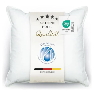 Obrázek ZOLLNER Deluxe péřový polštář ze 100% prachového peří Made in Germany vhodný pro alergiky potah z kvalitní mako bavlny lze prát do 60 C 40 x cm hotelová kvalita