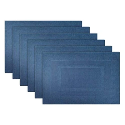 Obrázek DII Tischsets aus Vinyl für den Außenbereich, Größe S/6, eingefasst, nautisches Blau, 6 Stück
