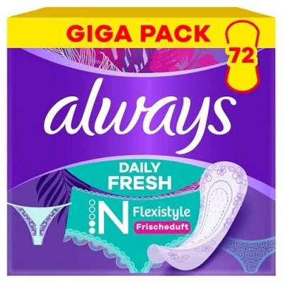 Obrázek Always Slipové vložky Daily Fresh Normal Flexistyle, 72 kusů, s čerstvou vůní, flexibilní, přizpůsobí se všem tvarům slipů