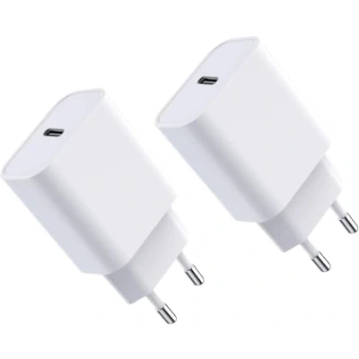 Obrázek 2 ks 20W USB C adaptér, konektor kompatibilní s iPhone 15/14/13/12 Plus Pro Max Mini, AirPods iPad, Samsung Galaxy S23/22, síťový zdroj, nabíječka, napájecí rychlonabíječka,