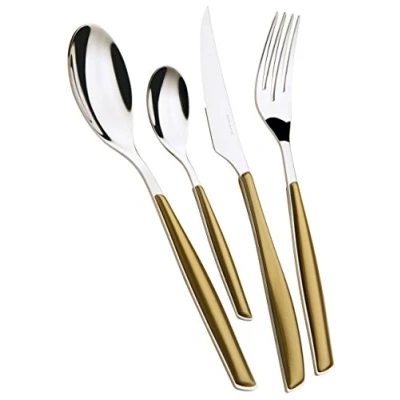 Obrázek BUGATTI, Glamour, 24 teiliges Besteckset aus Edelstahl 18/10 und Gold Farbgriff. 6 Personen bestehend Löffeln, Gabeln, Messern Kaffeelöffeln