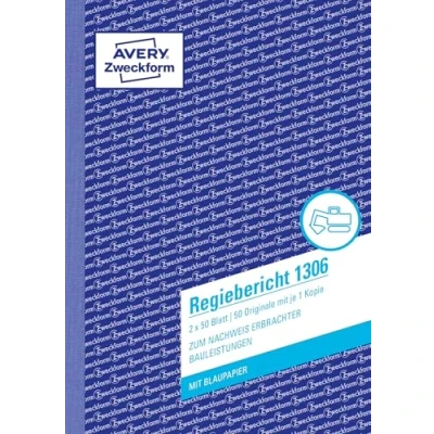 Obrázek AVERY Zweckform Režisérní zpráva 1306 (A5, se 2 listy modrého papíru, testováno právními odborníky, pro Německo/Rakousko dokumentaci pracovního výkonu a spotřeby materiálu, x 50 listů)