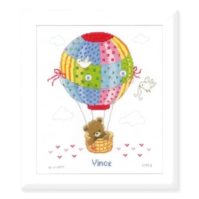 Obrázek Vervaco Stickpackung Zählmuster Ballonfahrt, Baumwolle, Mehrfarbig, 25 x 29 0.3 cm