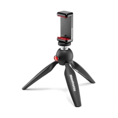 Obrázek Manfrotto MKPIXICLMII BK, mini stativ s univerzální svorkou na chytrý telefon, Made in Italy, pro iPhone nebo bez tašky, CSC, Vlogging, videografie, černý