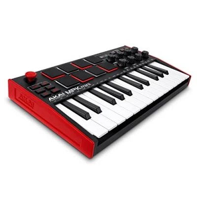 Obrázek AKAI Professional MPK Mini MK3 25tlačítkový USB Midi Keyboard Controller, 8 podsvícených bubnových podložek, regulátorů a software pro hudební produkci
