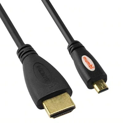 Obrázek mumbi Micro HDMI kabel 1080p pozlacené kontakty Type D High Speed 1.4 / spojovací 3 metry