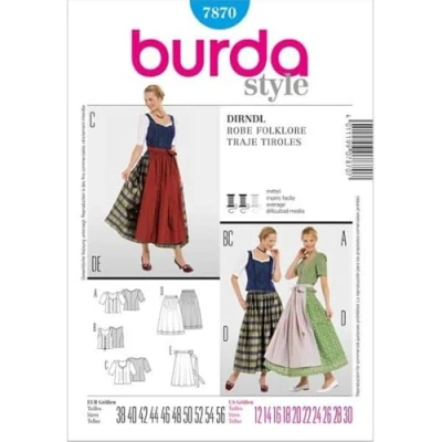 Obrázek Burda Střih 7870 dirndl, Traje tyrolské vel. 38 56