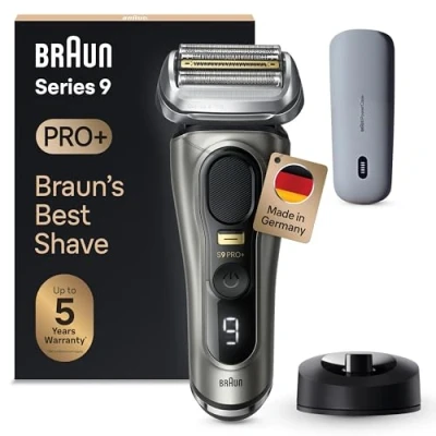 Obrázek Braun Pánský elektrický holicí strojek Series 9 Pro+, s 5 Pro, na dlouhé vlasy, nabíjecí pouzdro PowerCase, doba provozu 60 min, Made in Germany, 9525s,