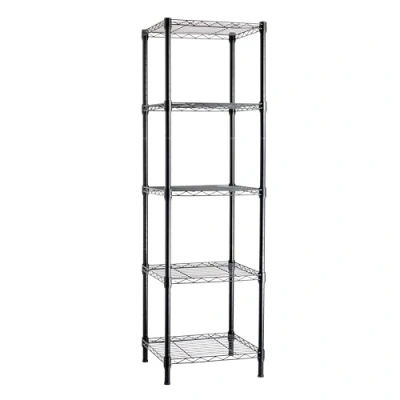 Obrázek Amazon Basics Nastavitelný věžový regál s 5 policemi, skladovací jednotka, černá, 40,6 x 137,2 cm (h š v)