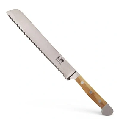 Obrázek GÜDE Solingen nůž na chléb kovaný pro leváky, 21 cm, olivové dřevo, ALPHA OLIVE, dvojitá hlava, ruční výroba Germany