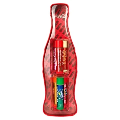 Obrázek Lip Smacker Coca Cola Vintage krabicová kolekce, dárková sada s 6 balzámy na rty různými příchutěmi, sběratelský box ikonickými lahvemi, 6dílné dárkové balení