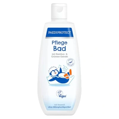 Obrázek PAEDIPROTECT Pečující koupel pro miminka a děti přísada do koupele 250 ml, bez parfémů mikroplastů, pěna šetrná k pokožce pečuje čistí pokožku, hydratuje ochranu, mycí gel jako relaxační
