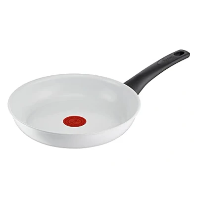 Obrázek Tefal Pánev C41704 Ceramic Control 24 cm bezpečná keramická povrchová úprava ukazatel teploty Thermo Signal snadné čištění vhodná pro indukci bílá