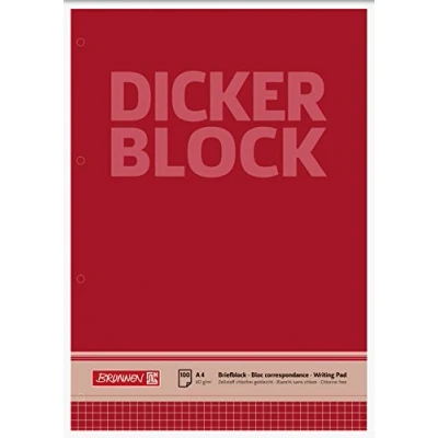 Obrázek Brunnen 1052788 dopisní blok / psací silný (A4, čtverečkovaný, 100 listů, 60 g/m², 4násobně děrovaný)