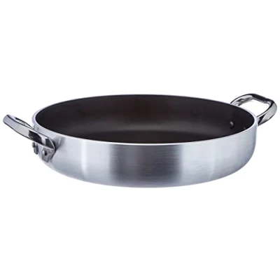 Obrázek Pentole Agnelli Pánev ALSA2110S32 Platinum s hliníkovým dnem z hliníku, tloušťka 5 mm, se 2 držadly ušlechtilé oceli, 32 cm, stříbrná