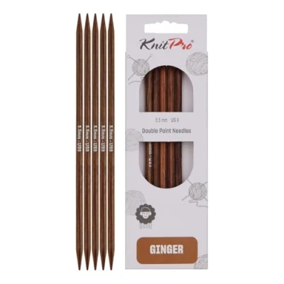 Obrázek KnitPro 31030 Ginger jehlice, dřevo, přírodní/hnědá, 20 cm, 5,5 mm