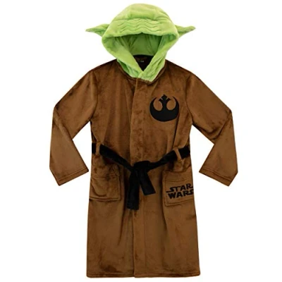 Obrázek Star Wars Koupací plášť Yoda dětský župan pro chlapce Fleece ranní župan, Hnědá
