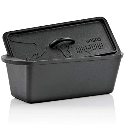 Obrázek BBQ Toro hrnec na chléb Dutch Oven litinový vaření, 3,0 litru I preseasoned již vypálený pekáč s víkem pečení (bez dřevěné krabičky)