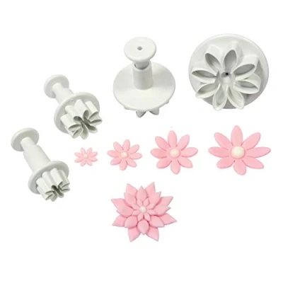 Obrázek PME DA634 Prägeausstecher mit Gänseblümchen, Miniformat, kleines, mittleres und großes Format, Kunststoff, Weiß, Set of 4