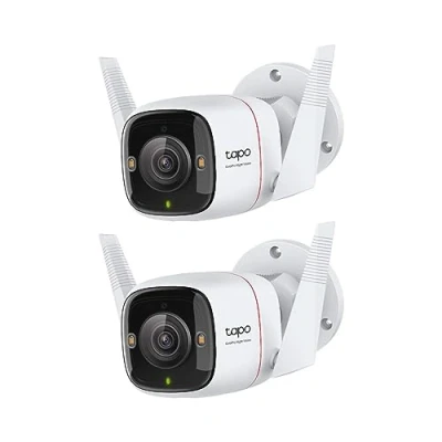 Obrázek Venkovní bezpečnostní kamera TP Link Tapo C310P2, Wi Fi IP kamera, 3MP vysoké rozlišení, 30 m noční vidění, detekce pohybu, IP66, alarm, dvoucestné audio, podporuje Alexa a Google Assistant, 2 kusy