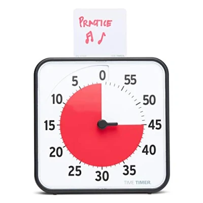 Obrázek TIME TIMER ORIGINAL Medium 19x19cm 60 Minute Visuální analogový časovač hodiny Volitelný akustický alarm (regulátor hlasitosti) Žádné hlasité tikání; přístroj pro řízení času (černý)