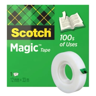 Obrázek Scotch Magic Tape 1 role, 12 mm x 33 m Neviditelná lepicí páska pro všeobecné účely k opravě, etiketování a zapečetění dokumentů