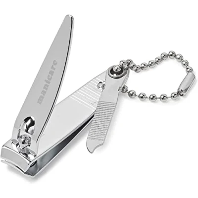 Obrázek Manicare Nagelknipser, klein, mit Feile und Kette, hochwertiger Edelstahl zum präzisen Kürzen von Fingernägeln, perfekt für die Handtasche oder unterwegs, Maniküre Pediküre, 5 cm