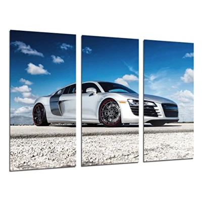Obrázek Nástěnný obraz Audi R8 sportovní vozík, 97 x 62 cm, dřevěný tisk XXL formát umělecký tisk, ref.26363