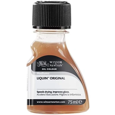 Obrázek Winsor &amp; Newton 2621751 prostředek na olejomalbu, originál Liquin, láhev 75 ml, tekutý malířský bázi alkydu, snižuje dobu schnutí olejových barev, zvyšuje průhlednost, chrání před