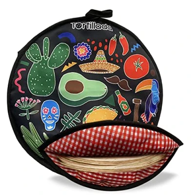 Obrázek Tortillada 30 cm Tortilla hřejivý / ohřívací nádoba vhodná do mikrovlnné trouby z bavlny/polyesteru (černá)