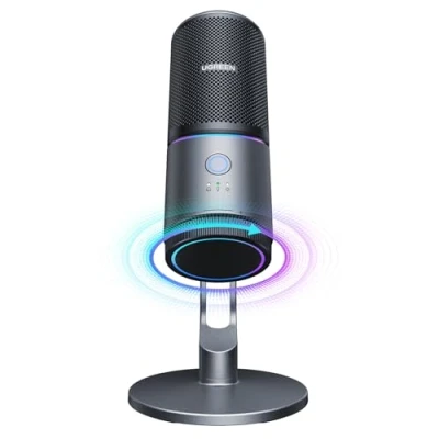 Obrázek UGREEN mikrofon PC, herní mikrofon, USB streamovací s RGB světlem, tlačítko pro ztlumení zvuku, 24bit/96 kHz, kondenzátorový streamování, hry, podcasting, nahrávání,