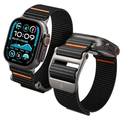 Obrázek Spigen Dura pro Flex Ultra náramek vyvinut hodinky Apple 2/1 49 mm, série 10, 46 mm a 9/8/7/6/5/4/SE 45 44 nastavitelný Solo Loop Strap černý