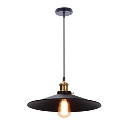 Obrázek PETITES ECREVISSES Industrielle Metall Retro Deckenleuchte Lampenschirm E27 Pendelleuchte Schatten Schwarz (36 cm)