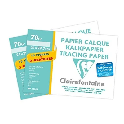 Obrázek Clairefontaine 196853AMZC Set mit 2 Packungen transparentes Papier, 70g, DIN A4, 30 Blatt, 1 Set, Transparent