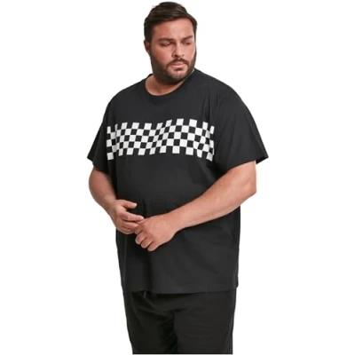 Obrázek Urban Classics CHECK PANEL Triko s potiskem, Muži, Velikost: Large, Black/white
